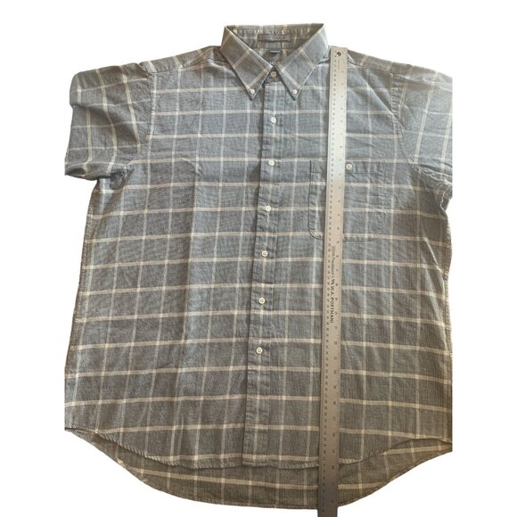 Van Heusen Mens Top Button Up Long Sleeve Gray Plaid Dress Shirt Size 17.5 32/33 - Picture 11 of 14
